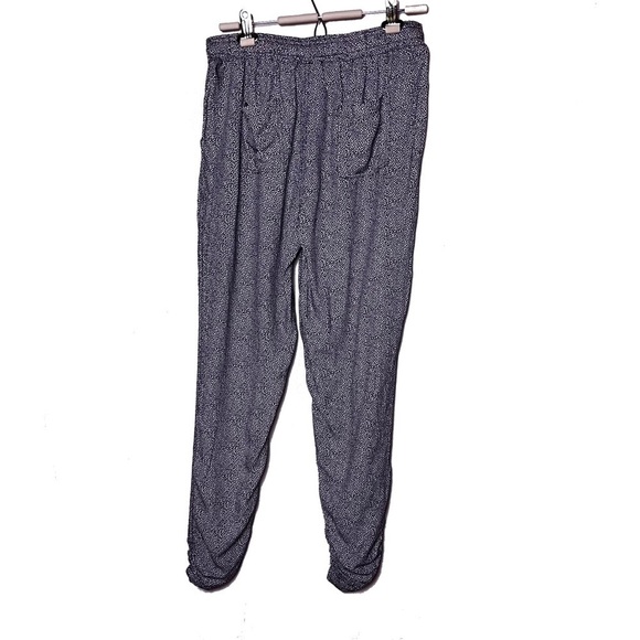 Thread & Supply | Black White Pebble Print Ruched Jogger Pants, Large - Picture 3 of 7